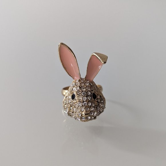 Rabbit Rhinestone Ring Size 7 - Picture 1 of 3